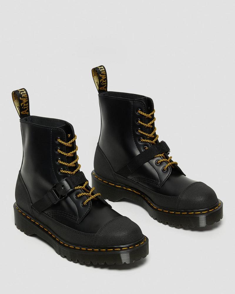 Black Women's Dr Martens 1460 Bex Tech Made in England Leather Lace Up Boots | CA 152JPQ